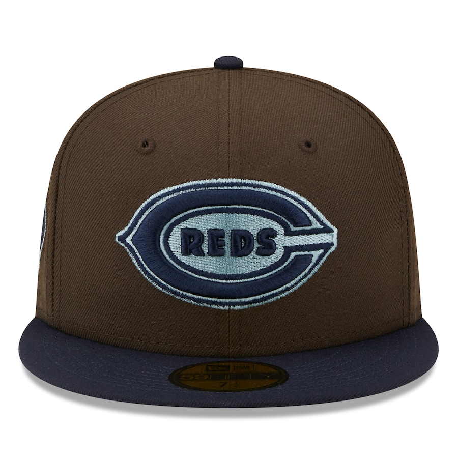 NEW ERA CINCINNATI REDS NEW ERA MEN'S BROWN/NAVY 1938 MLB ALL-STAR GAME WALNUT 9FIFTY FIT CAP