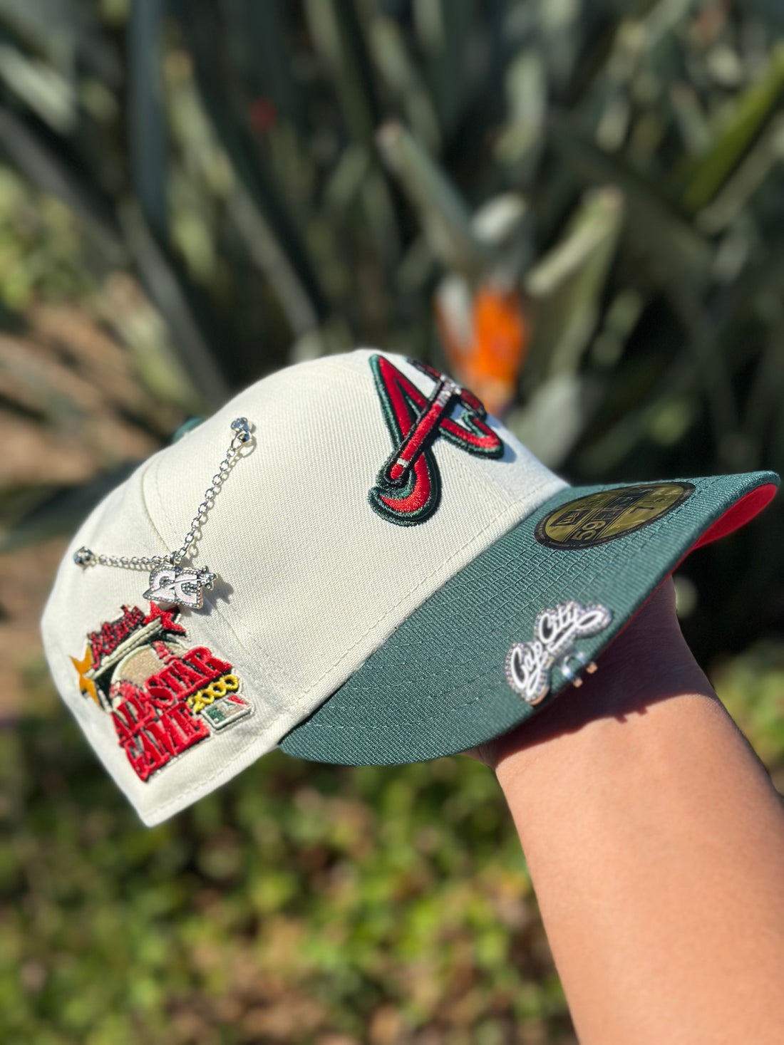 NEW ERA EXCLUSIVE 9FIFTY CHROME WHITE/FORET GREEN ATLANTA BRAVES W/ 2000 ALL STAR GAME PATCH