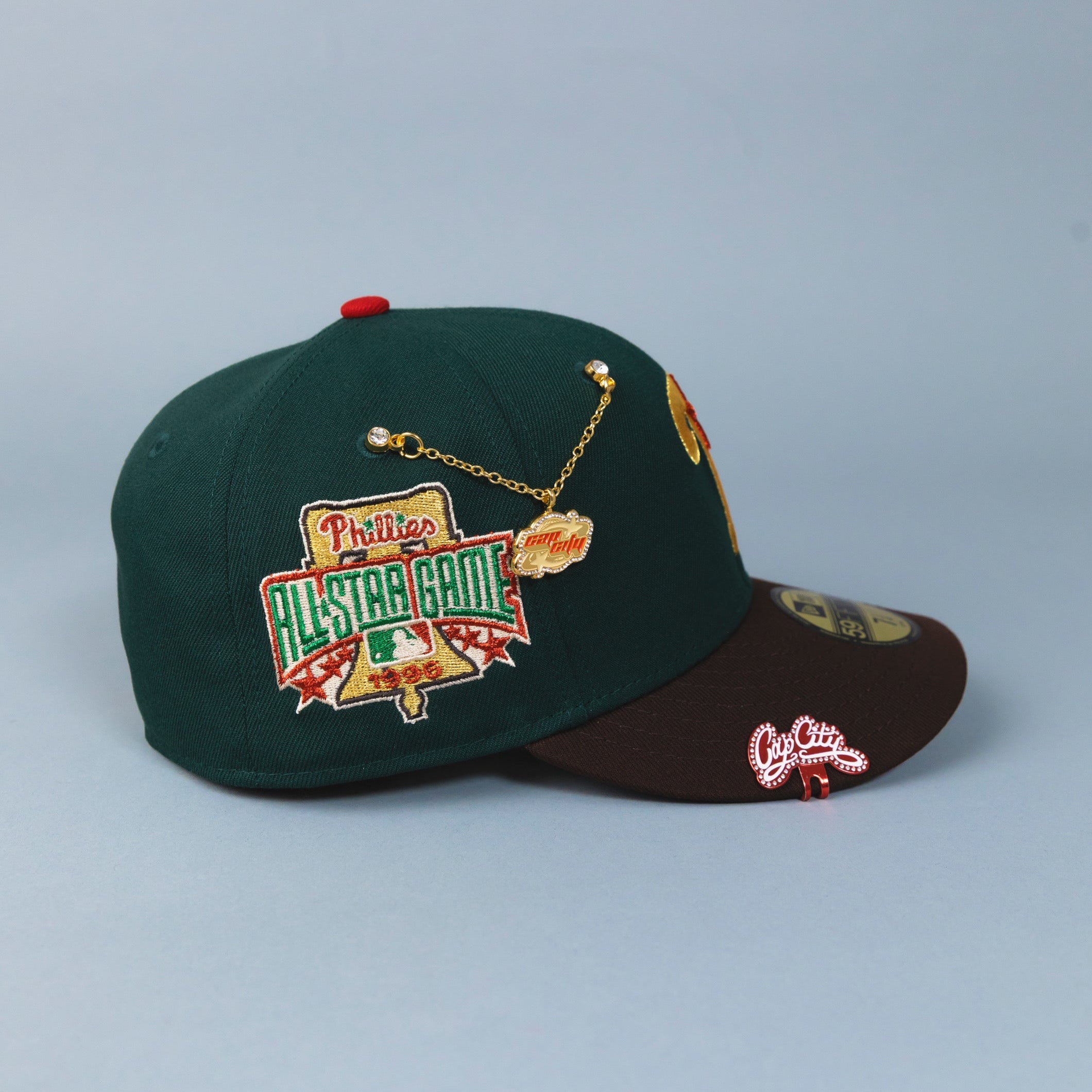 NEW ERA EXCLUSIVE 59FIFTY EMERALD GREEN/ BROWN PHILADELPHIA PHILLIES W/ 1996 ALL STAR GAME PATCH