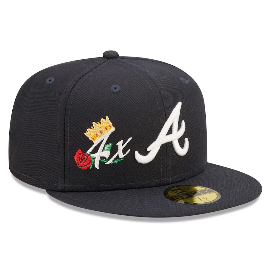 NEW ERA ATLANTA BRAVES NAVY 4X WORLD SERIES CHAMPIONS CROWN EMBROIDERED CASUAL BASEBALL CAP