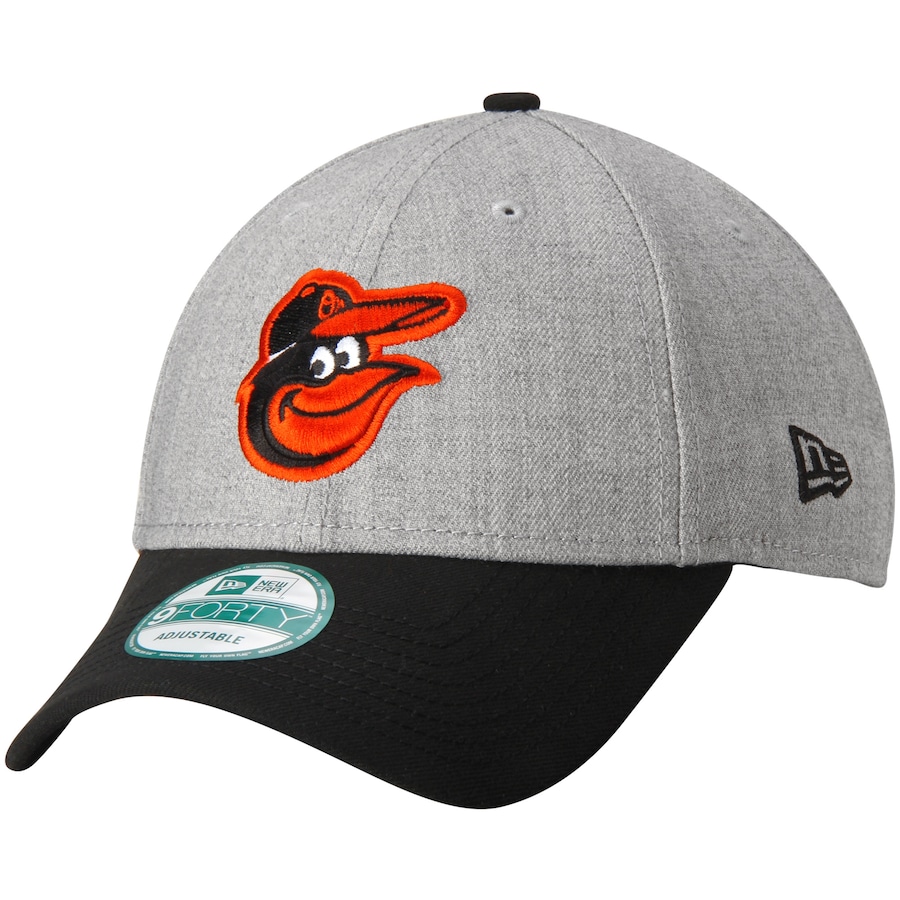 NEW ERA BALTIMORE ORIOLES NEW ERA BLACK MASTER LOGO 950 SNAPBACK HAT. GREY & BLACK