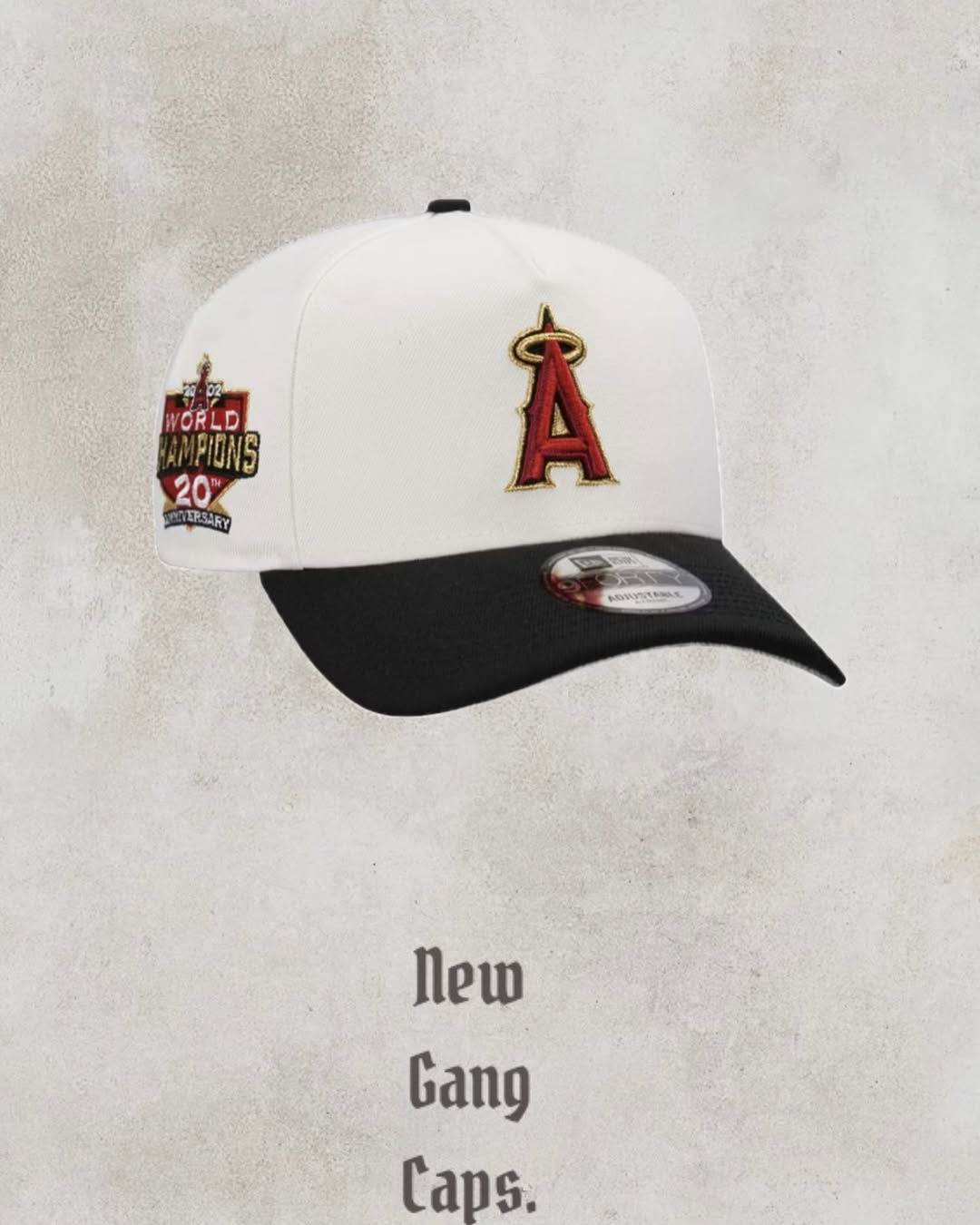NEW ERA ANAHEIM ANGELS 20TH ANNIVERSARY CHROME GOLD TWO TONE 9FORTY A FRAME SNAPBACK HAT