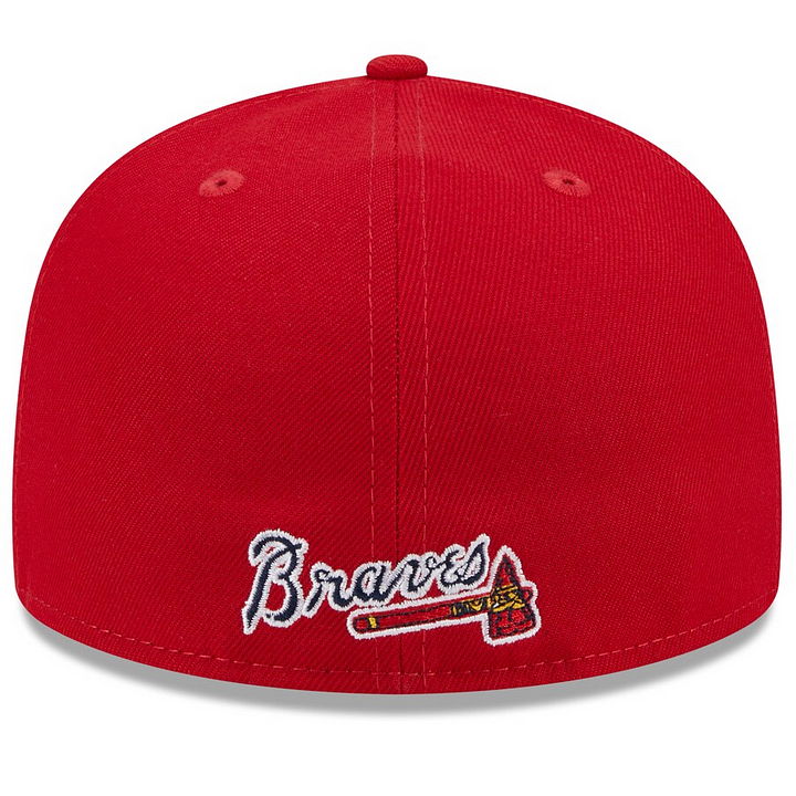 NEW ERA ATLANTA BRAVES NAVY/RED GAMEDAY SIDESWIPE EMBROIDERED CASUAL BASEBALL CAP
