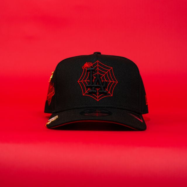 NEW ERA EXCLUSIVE 9FIFTY A-FRAME BLACK LOS ANGELES DODGERS W/ SPIDER WEB LOGO + 2024 MVP 