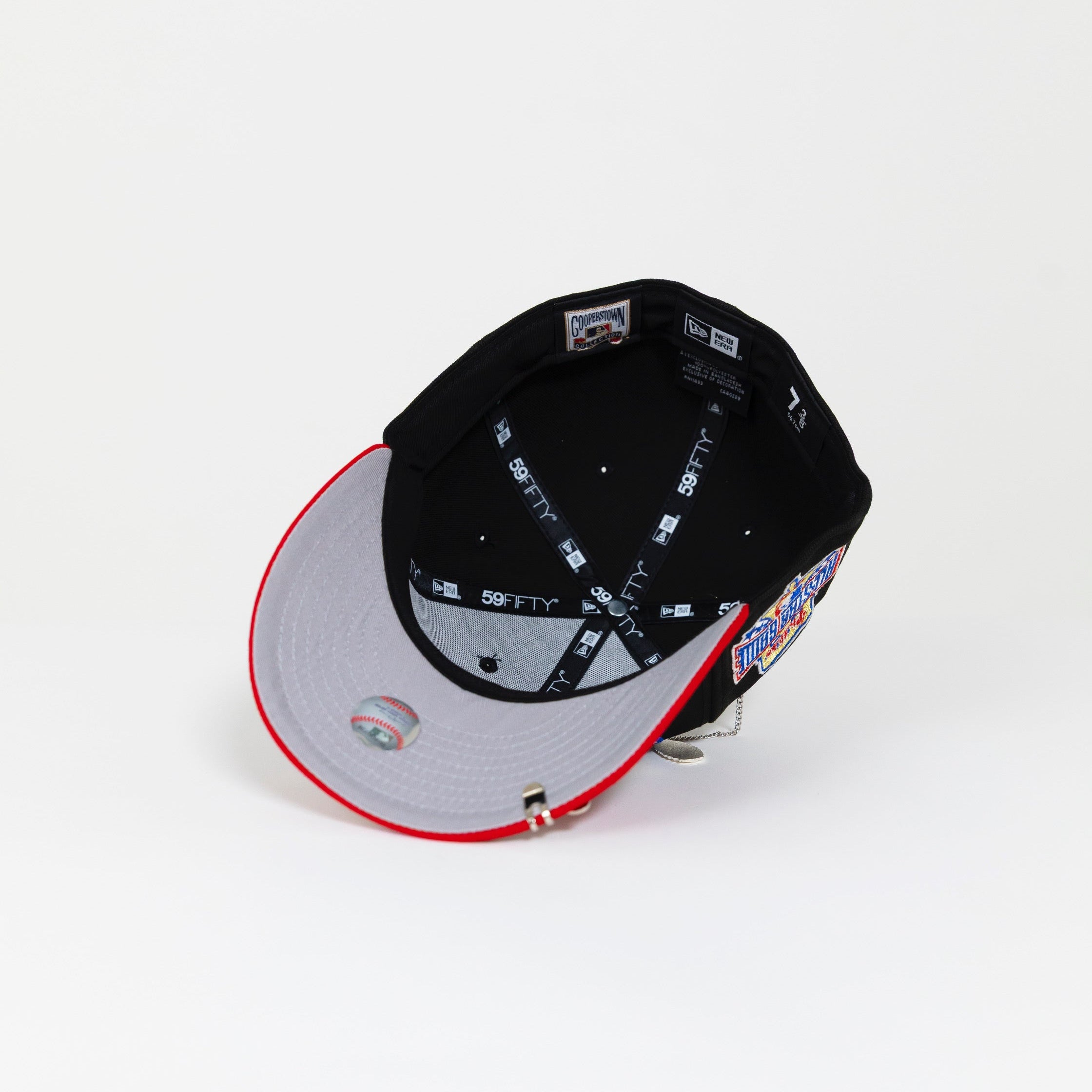 NEW ERA EXCLUSIVE 59FIFTY BLACK/ RED PHILADELPHIA PHILLIES SCRIPT W/ 1996 ALL STAR GAME PATCH