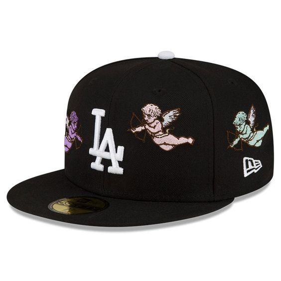 NEW ERA LOS ANGELES DODGER BORN X RAISED BLACK CHERUB EMBROIDERED CASUAL BASEBALL CAP