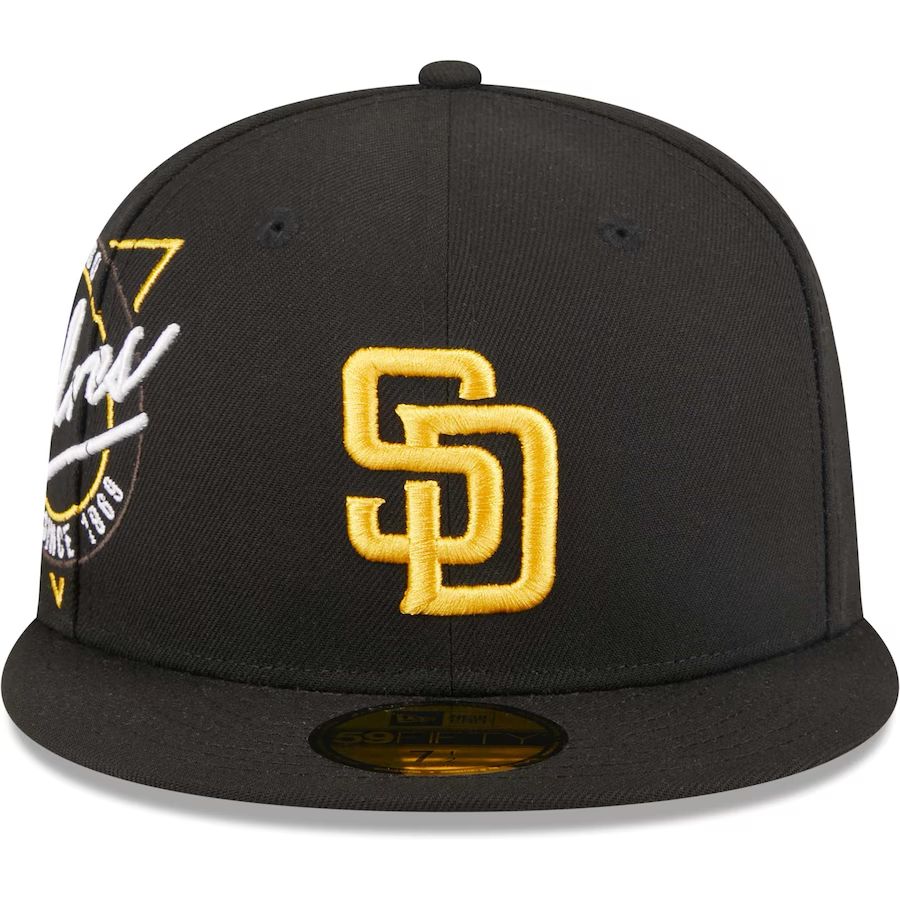 NEW ERA SAN DIEGO PADRES BLACK NEON EMBROIDERED CASUAL BASEBALL CAP