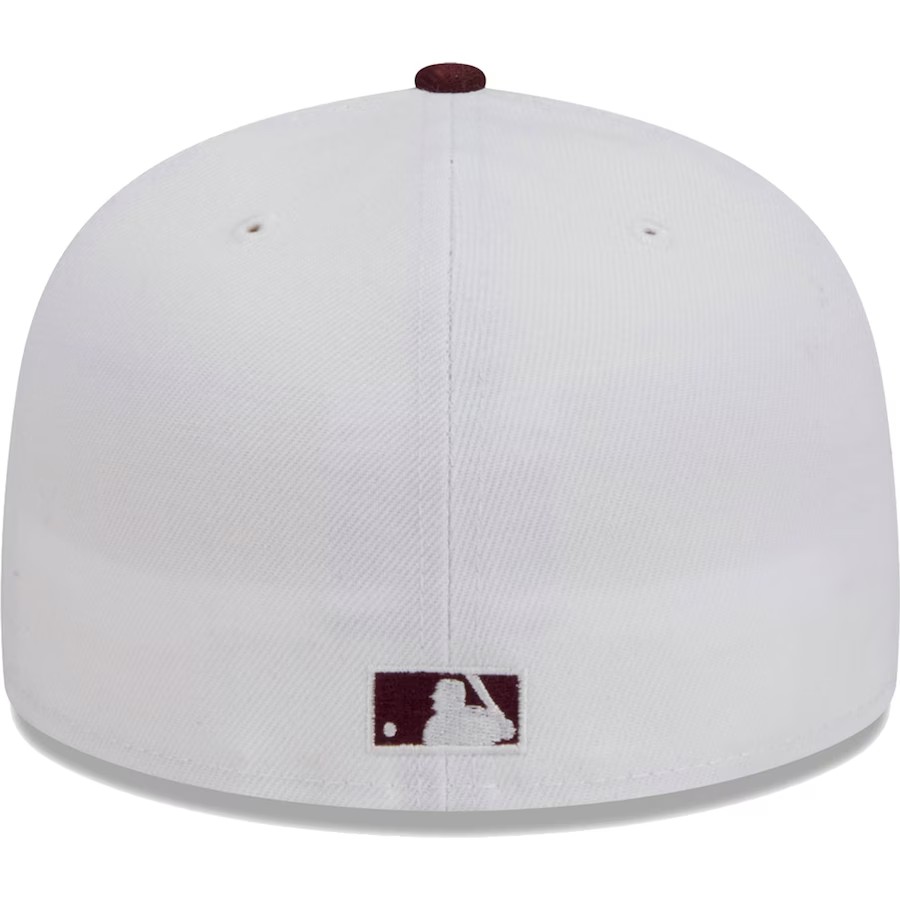 NEW ERA PHILADELPHIA PHILLIES OPTIC 59FIFTY SLIM CAP-WHITE/MAROON-COLLECTION SERIES-FLAT BRIM
