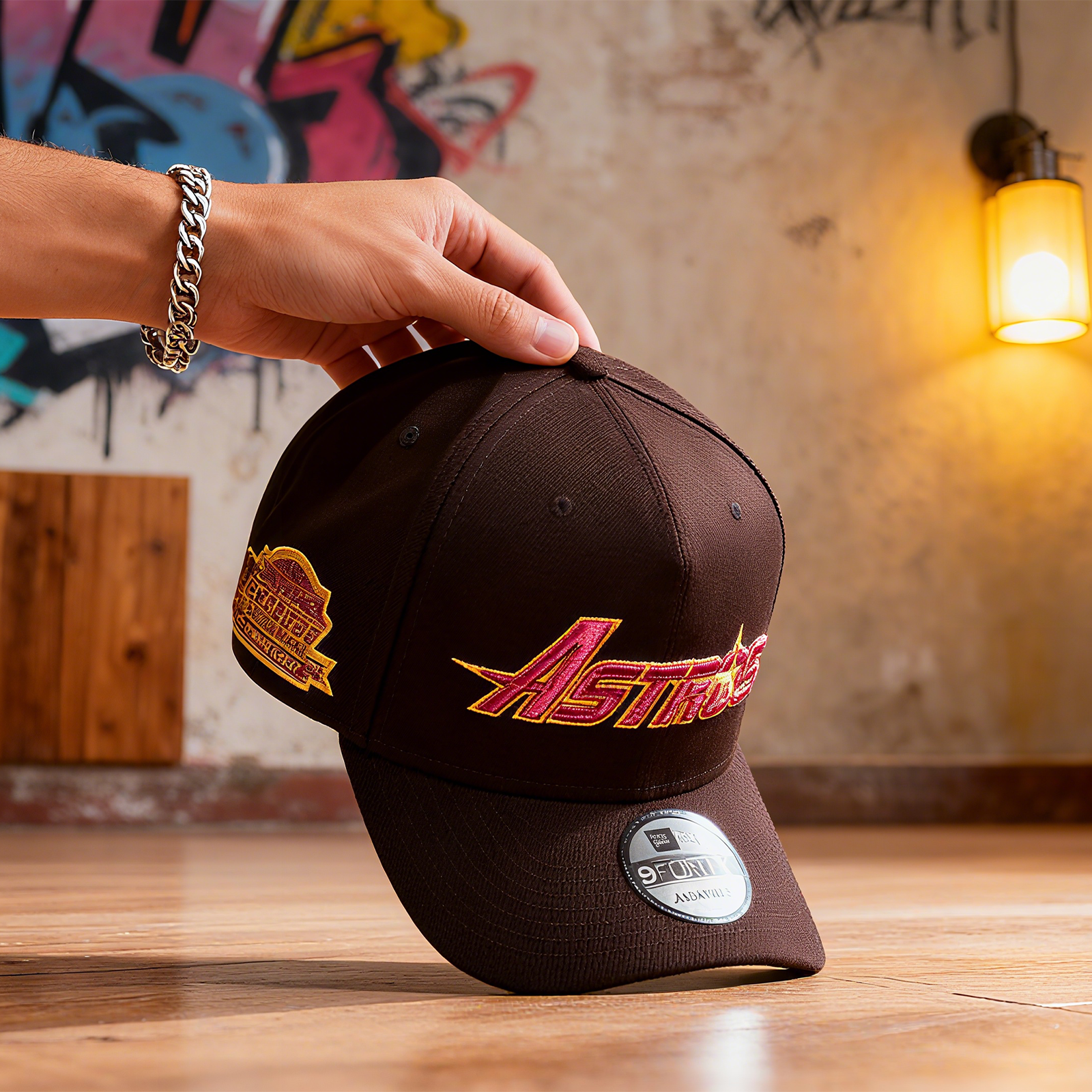 NEW ERA HOUSTON ASTROS 30TH ANNIVERSARY ASTRODOME BURNT WOOD EDITION 9FORTY A FRAME SNAPBACK HAT