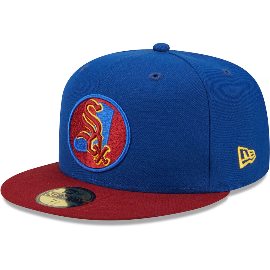 NEW ERAMEN'S CHICAGO WHITE SOX NEW ERA ROYAL/RED SPARE LOGO MASTER GEM GOLD BRIM 59FIFTY FIT CAP