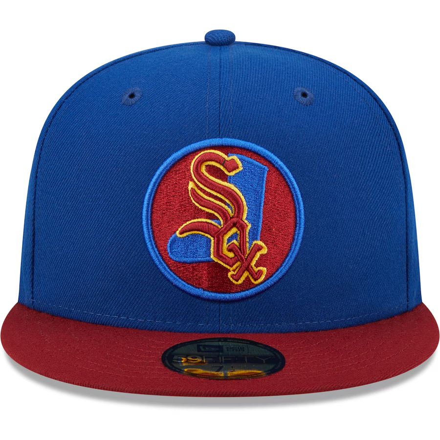 NEW ERAMEN'S CHICAGO WHITE SOX NEW ERA ROYAL/RED SPARE LOGO MASTER GEM GOLD BRIM 59FIFTY FIT CAP