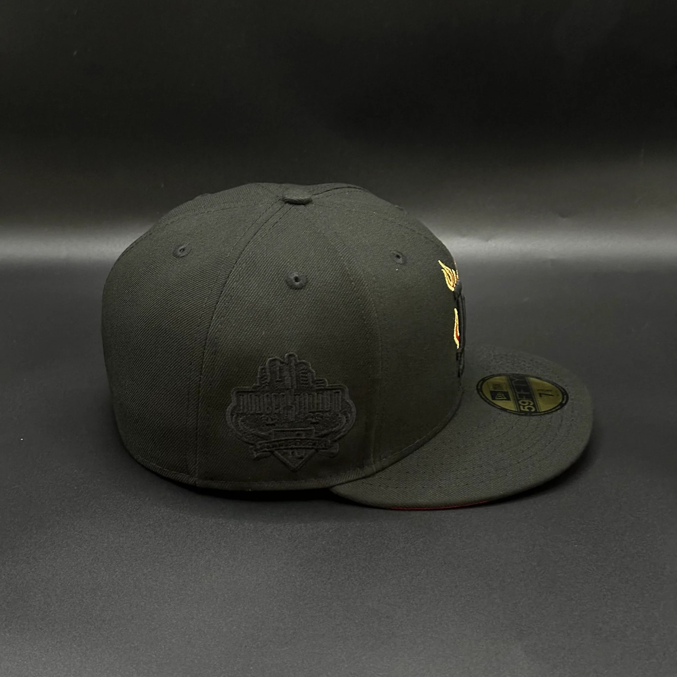 All Black Red LA Dodgers Flames 40th Anniversary 59FlFTY Fitted