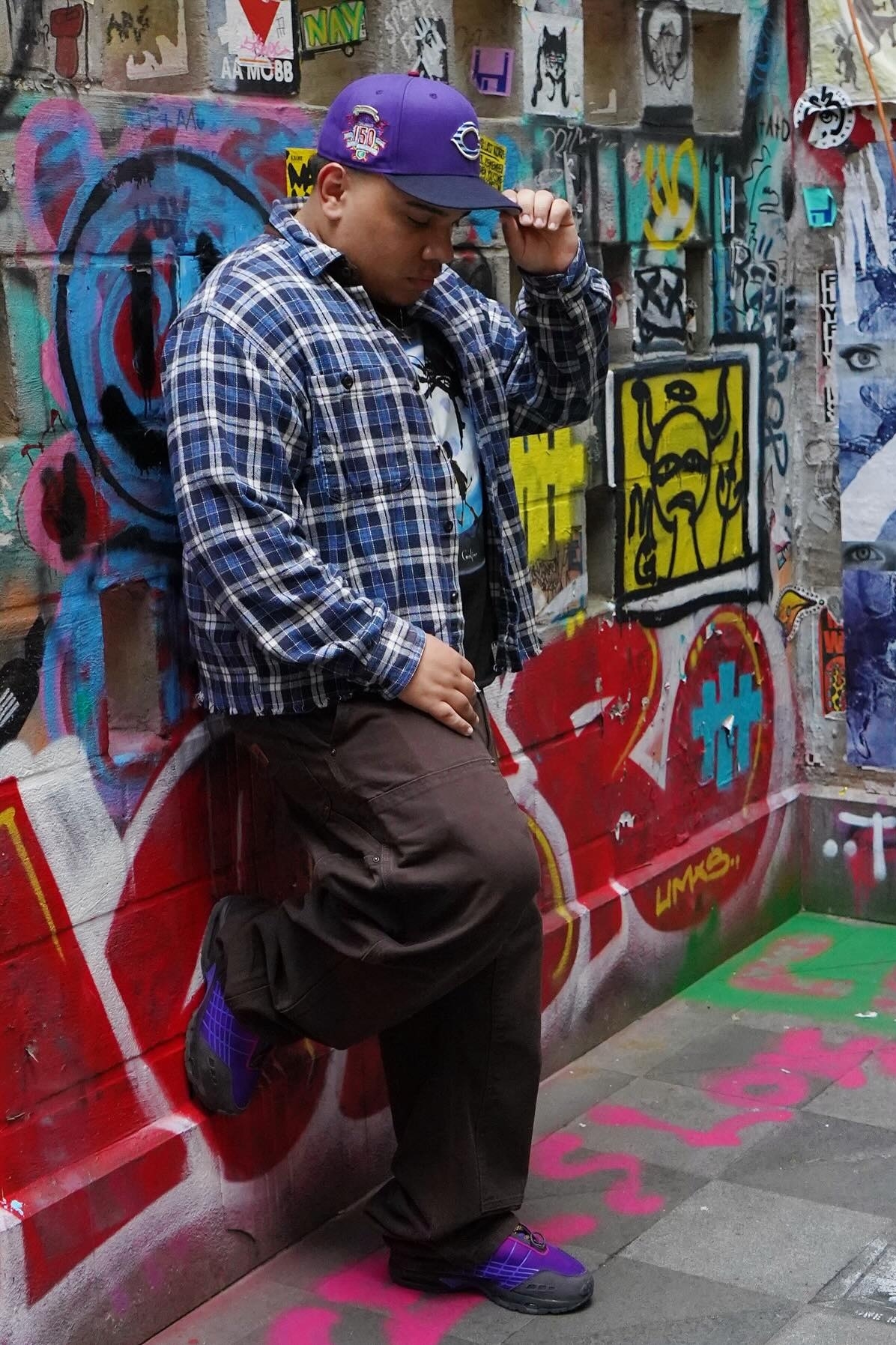 NEW ERA CINCINNATI REDS 59FIFTY 150TH ANNIV RED STOCKINGS PURPLE/NAVY