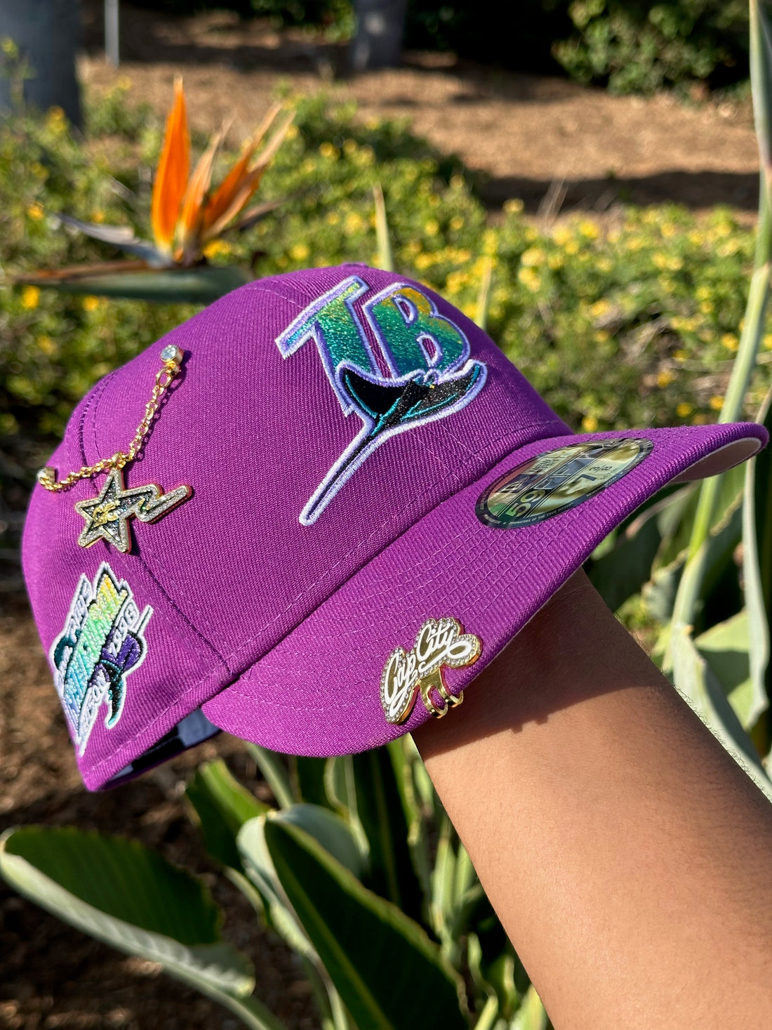 NEW ERA EXCLUSIVE 59FIFTY PURPLE TAMPA BAY RAYS W/ 1998 INAUGURAL SEASON SIDE PATCH