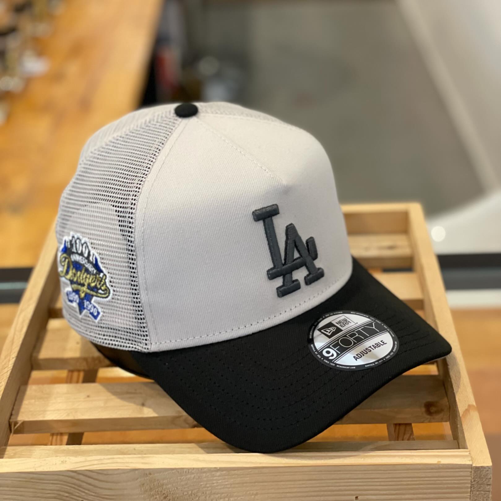 NEW ERA LOS ANGELES DODGERS 100TH ANNIVERSARY STONE TWO TONE EDITION 9FORTY A FRAME TRUCKER SNAPBACK CAP