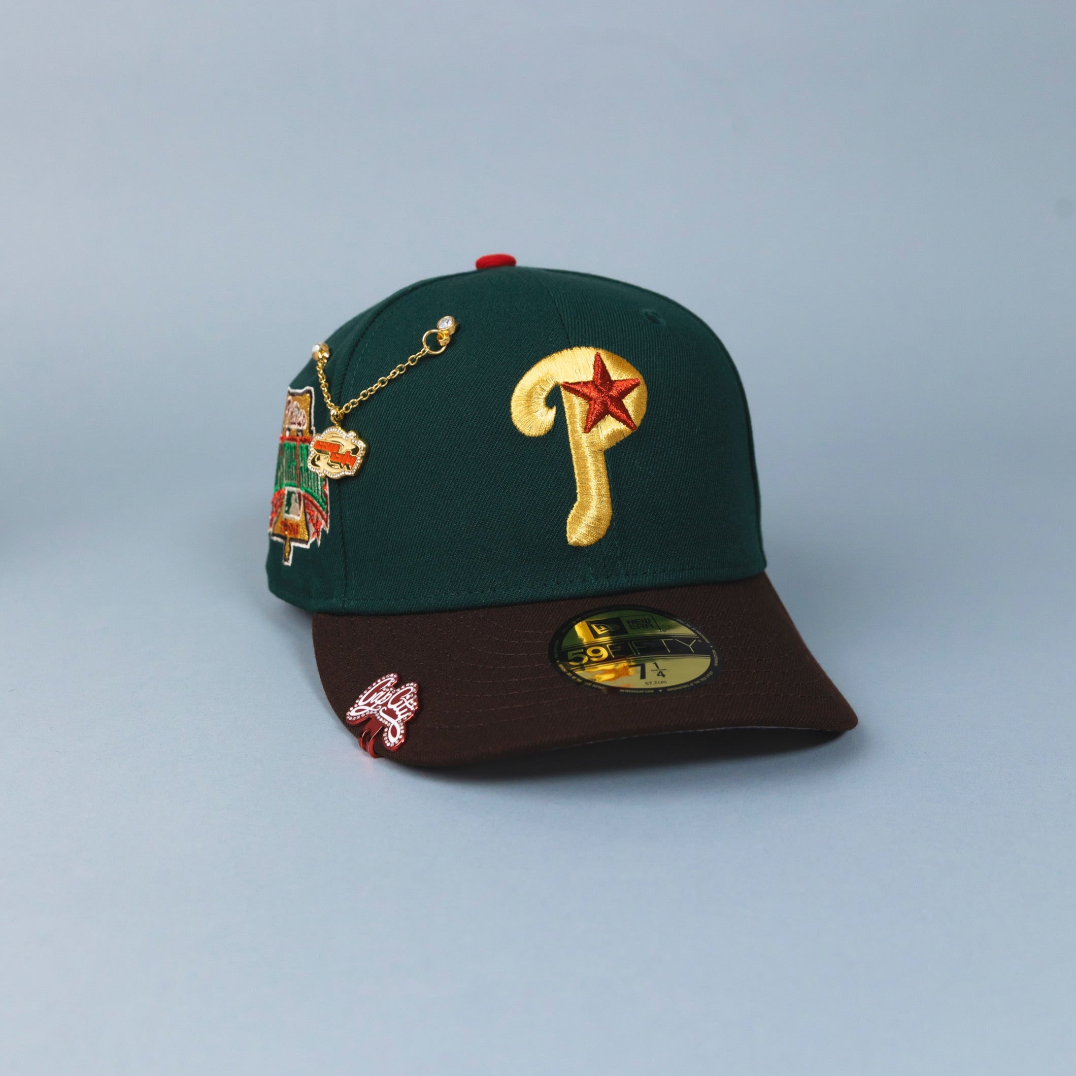 NEW ERA EXCLUSIVE 59FIFTY EMERALD GREEN/ BROWN PHILADELPHIA PHILLIES W/ 1996 ALL STAR GAME PATCH