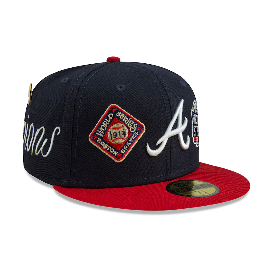 NEW ERA ATLANTA BRAVES HISTORIC WORLD SERIES CHAMPIONS 59FIFTY EMBROIDERED CASUAL BASEBALL CAP
