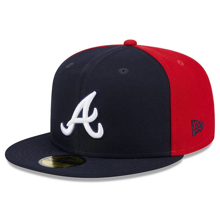 NEW ERA ATLANTA BRAVES NAVY/RED GAMEDAY SIDESWIPE EMBROIDERED CASUAL BASEBALL CAP