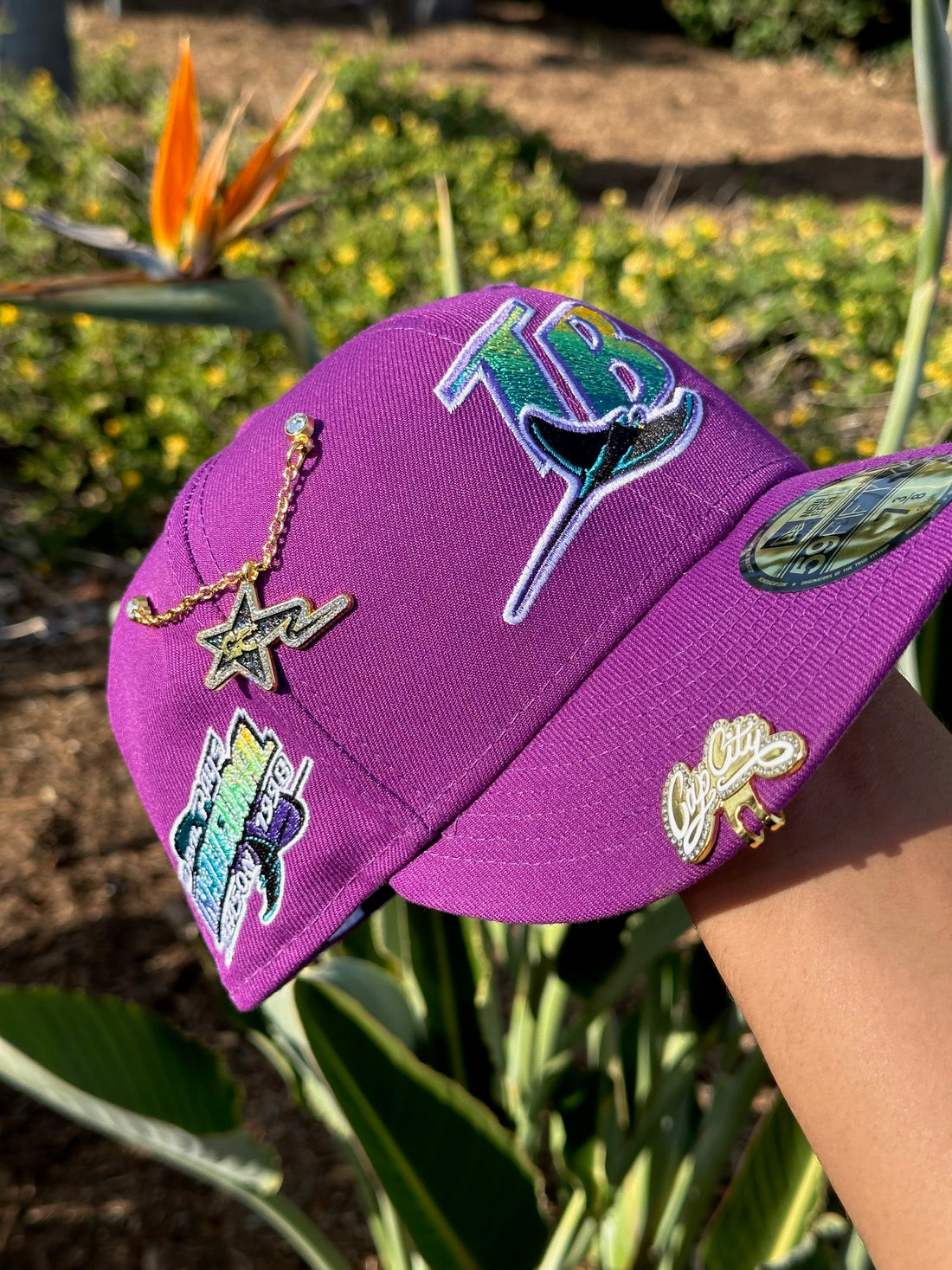 NEW ERA EXCLUSIVE 59FIFTY PURPLE TAMPA BAY RAYS W/ 1998 INAUGURAL SEASON SIDE PATCH