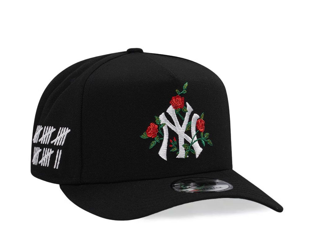 NEW ERA NEW YORK YANKEES ROSES BLACK EDITION 9FIFTY A FRAME SNAPBACK HAT