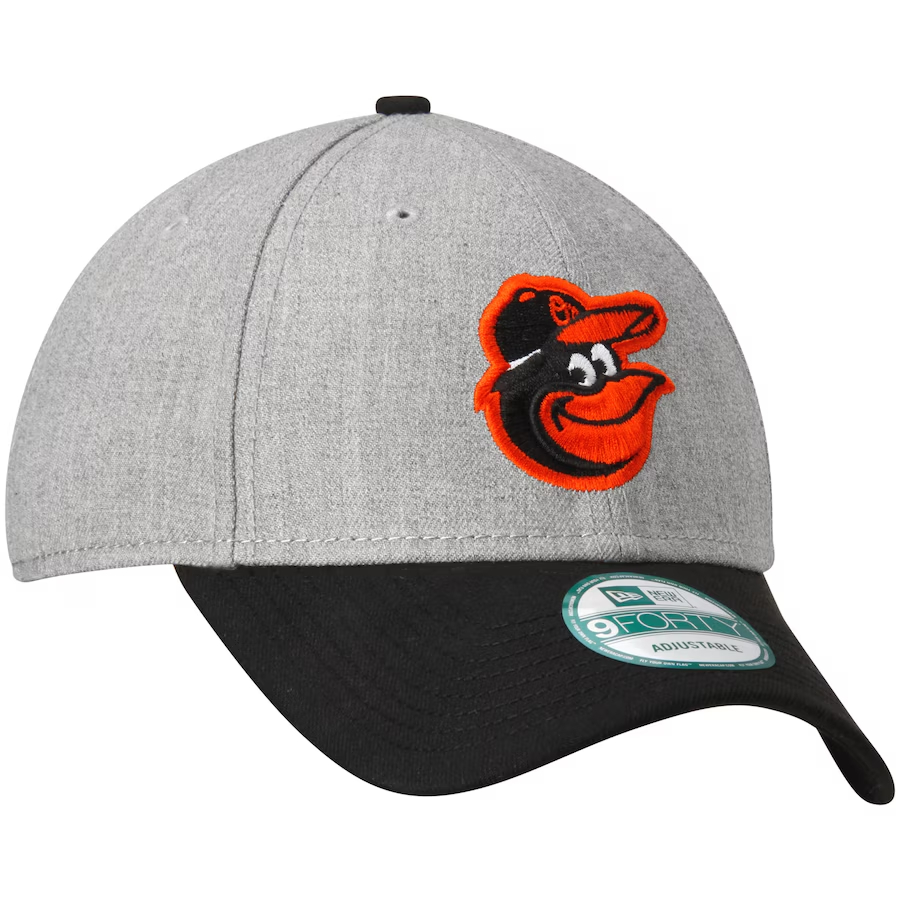 NEW ERA BALTIMORE ORIOLES NEW ERA BLACK MASTER LOGO 950 SNAPBACK HAT. GREY & BLACK