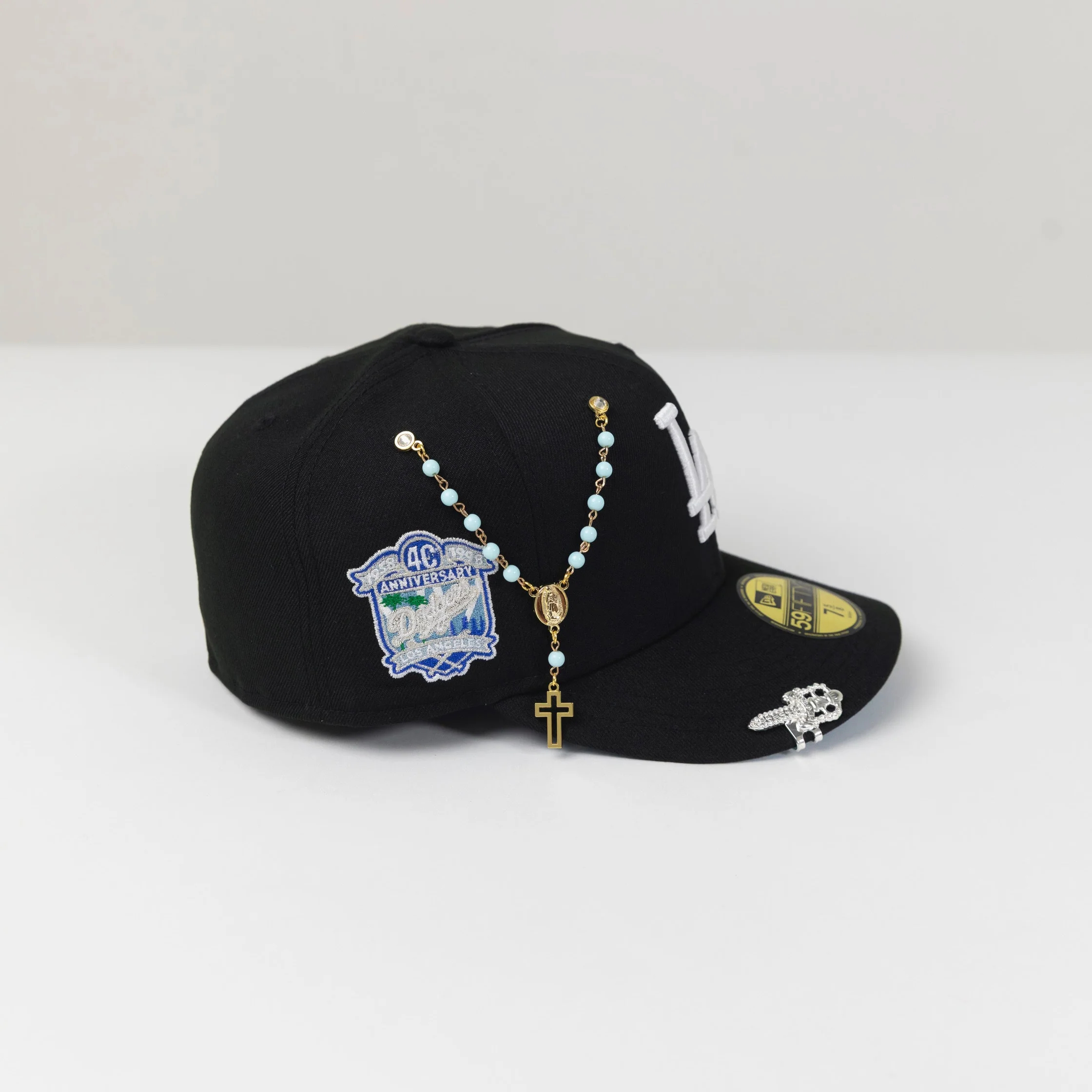 NEW ERA 59FIFTY BLACK LOS ANGELES DODGERS W/ 40TH ANNIVERSARY SIDE PATCH