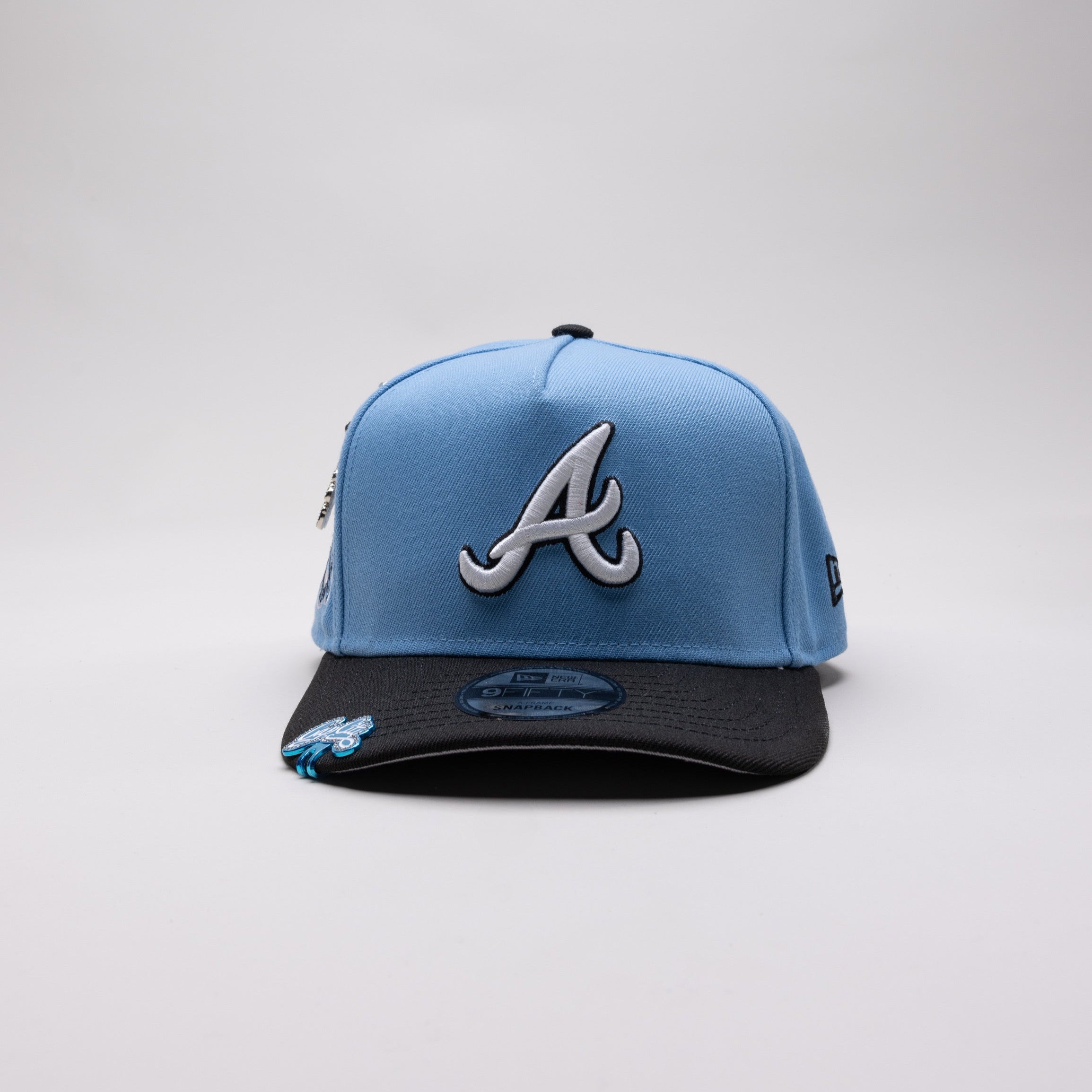 NEW ERA EXCLUSIVE 9FIFTY A-FRAME SKY BLUE/ BLACK ATLANTA BRAVES SNAPBACK W/ 1871  SIDE PATCH