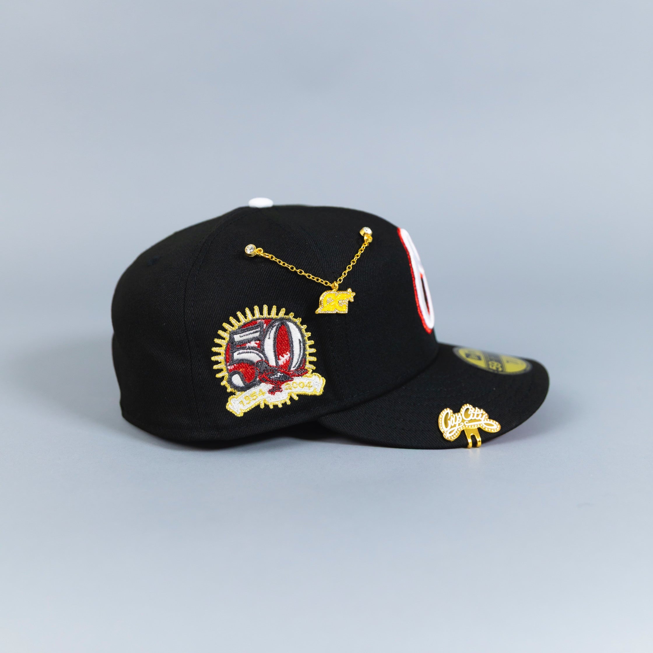 NEW ERA EXCLUSIVE 59FIFTY BLACK BALTIMORE ORIOLES W/ 50TH ANNIVERSARY PATCH