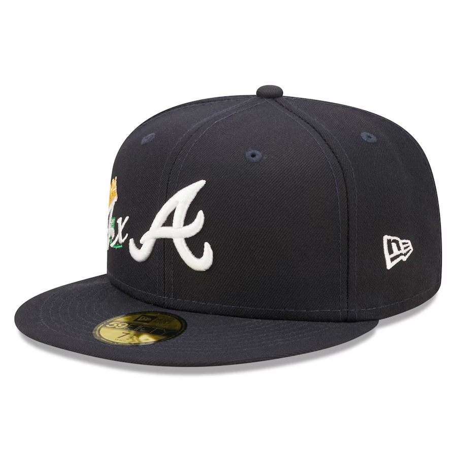 NEW ERA ATLANTA BRAVES NAVY 4X WORLD SERIES CHAMPIONS CROWN EMBROIDERED CASUAL BASEBALL CAP