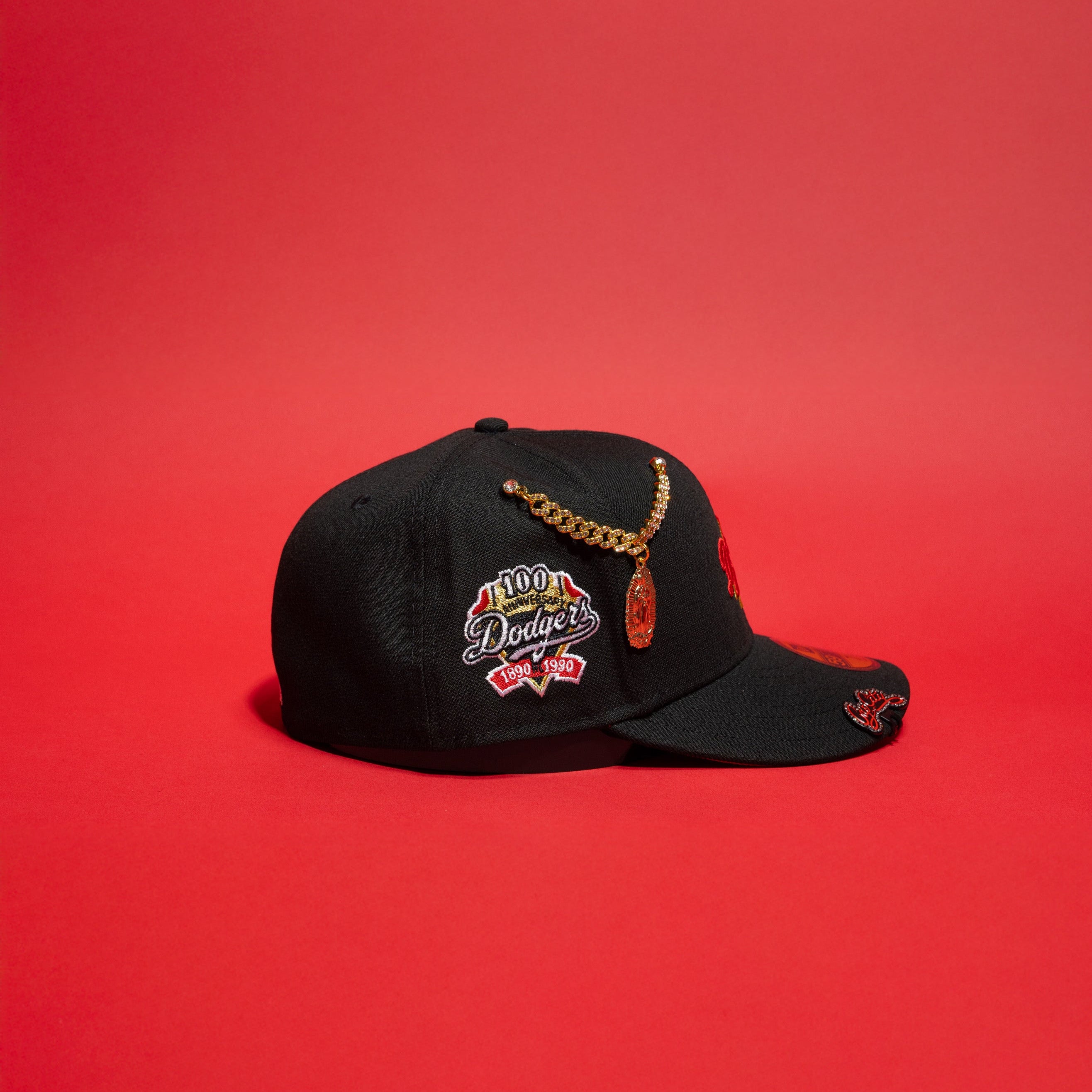 NEW ERA EXCLUSIVE 59FIFTY BLACK LOS ANGELES DODGERS W/ 100TH ANNIVERSARY SIDE PATCH