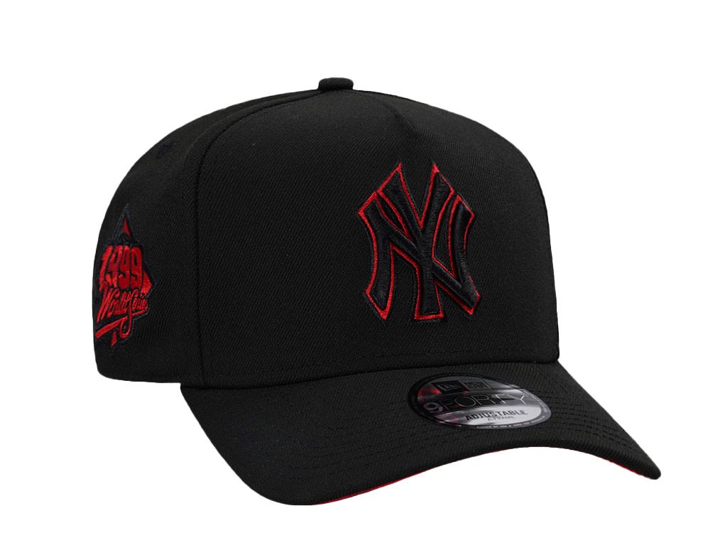 NEW ERA NEW YORK YANKEES WORLD SERIES 1999 BLACK AND RED 9FORTY A FRAME SNAPBACK HAT