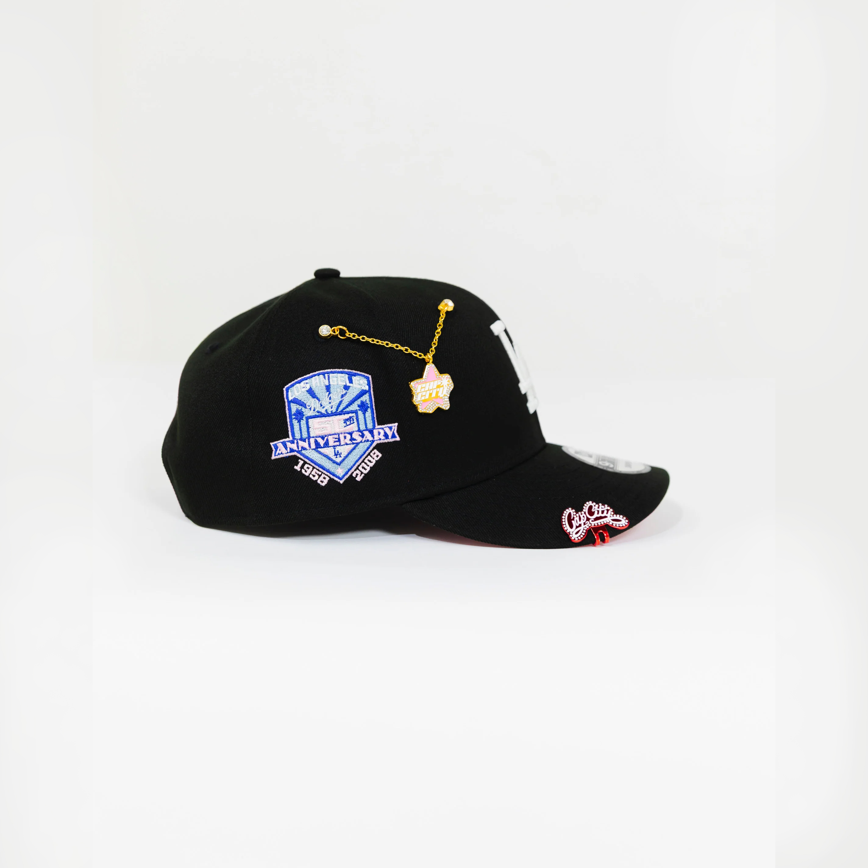 NEW ERA EXCLUSIVE 9FIFTY BLACK LOS ANGELES DODGERS SNAPBACK W/ 50TH ANNIVERSARY SIDE PATCH