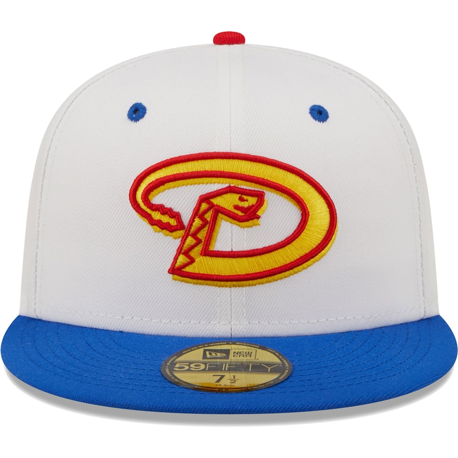 NEW ERA MEN'S ARIZONA DIAMONDBACKS NEW ERA WHITE/ROYAL BLUE 10TH ANNIVERSARY CHERRY LOLLI 59FIFTY FIT CAP