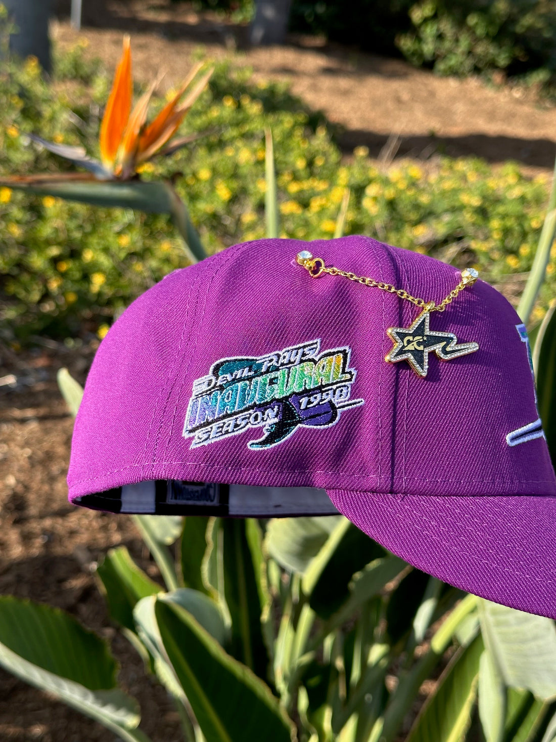 NEW ERA EXCLUSIVE 59FIFTY PURPLE TAMPA BAY RAYS W/ 1998 INAUGURAL SEASON SIDE PATCH