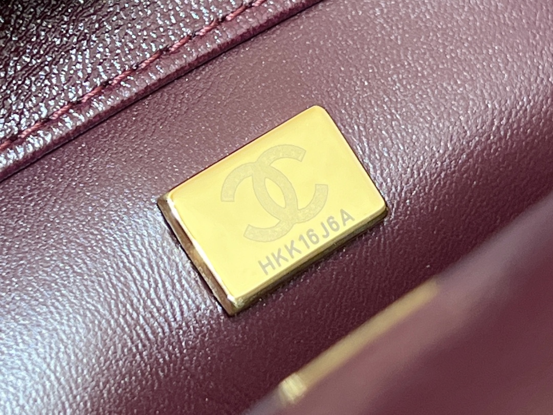 T&uacute;i X&aacute;ch Chanel 24B Mini Flap with Top Handle M&agrave;u Đỏ Đ&ocirc; AS5032 