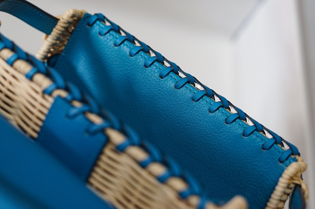 Túi xách  hermes Kelly Picnc màu xanh