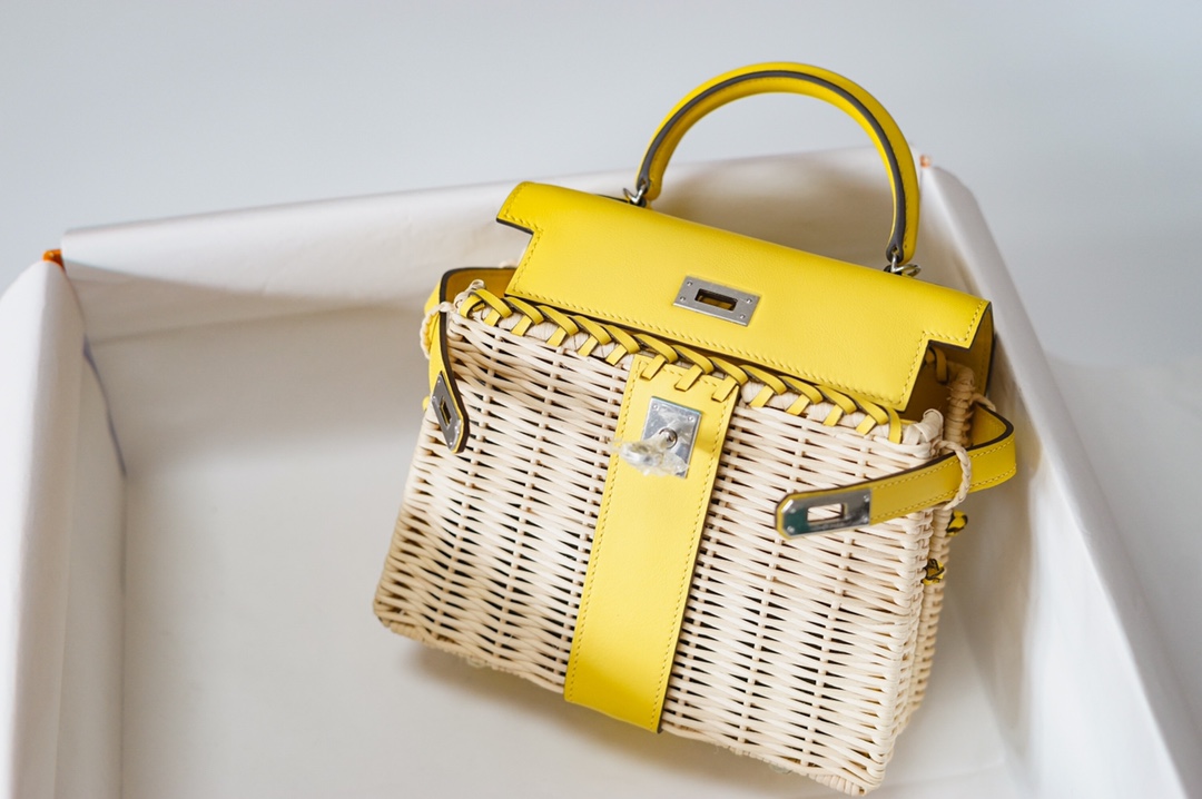 Túi xách hermes Kelly Picnc màu vàng