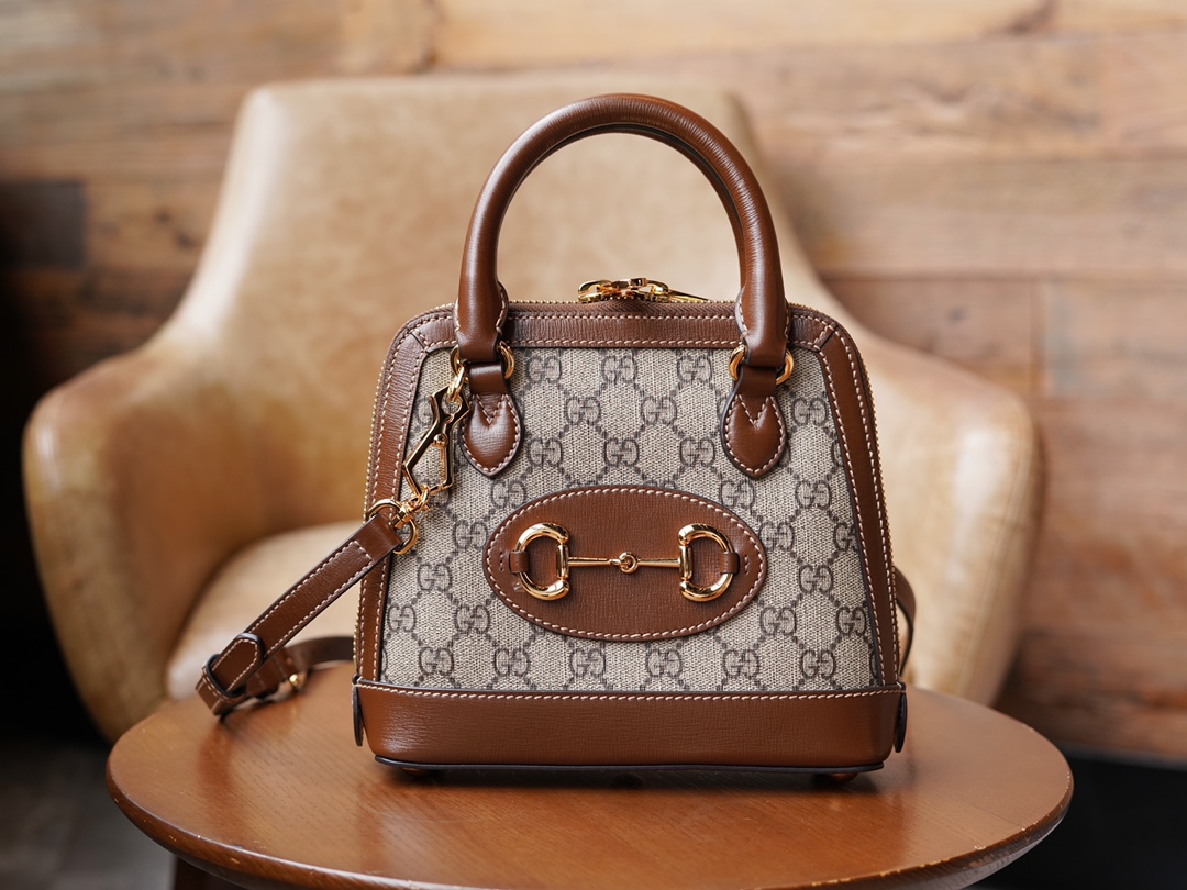 Túi Xách Nữ Mini Gucci Horsebit 1955 640716  Logo Nâu