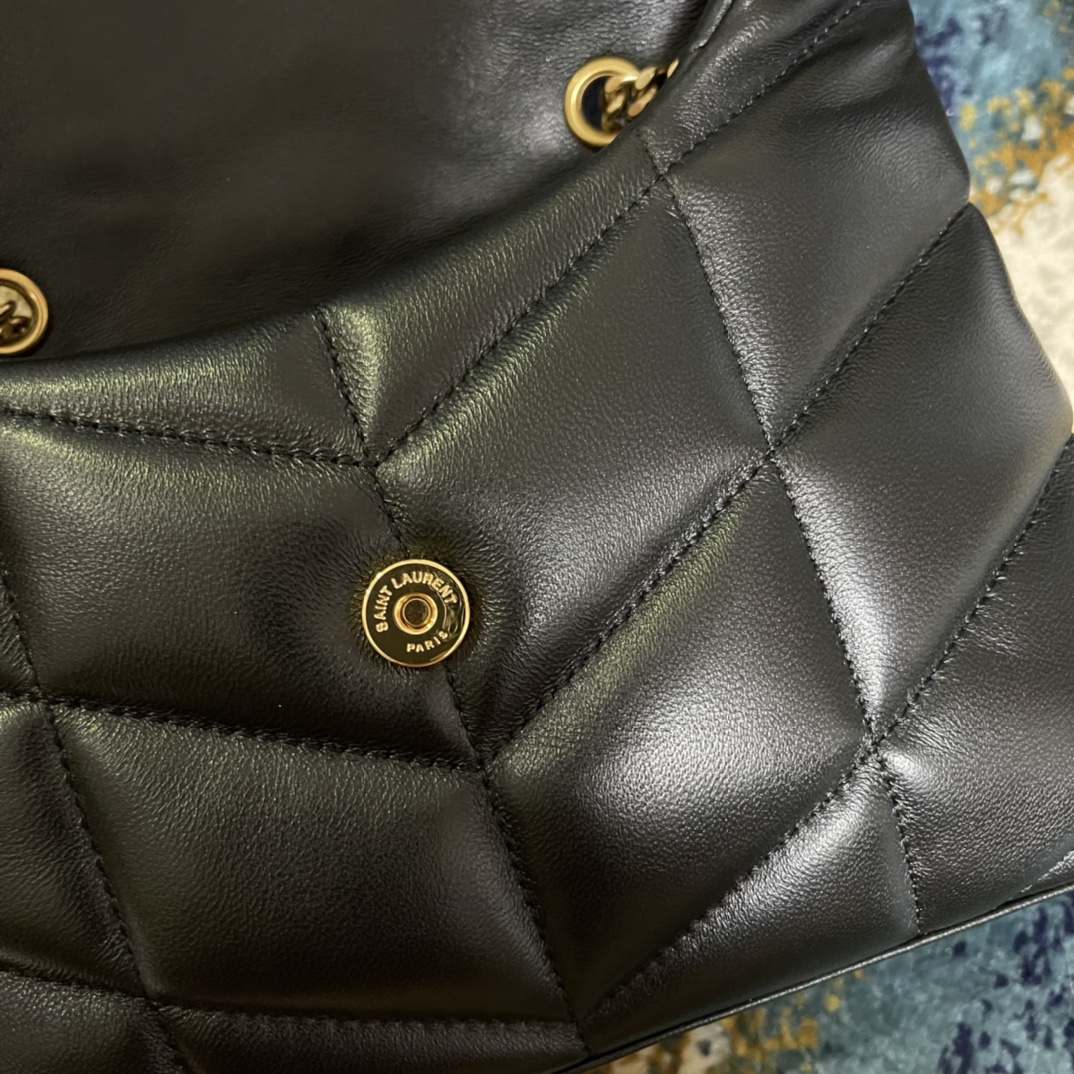 T&uacute;i X&aacute;ch YSL LououPuffer 759337 M&agrave;u Đen Kh&oacute;a V&agrave;ng