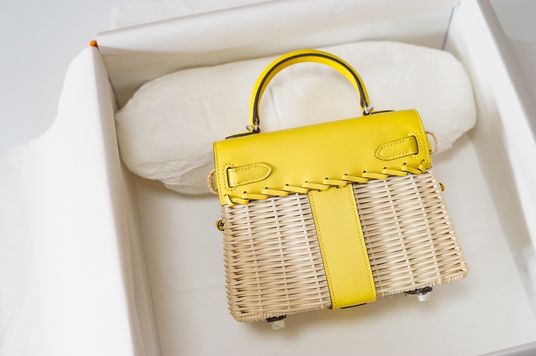 Túi xách hermes Kelly Picnc màu vàng
