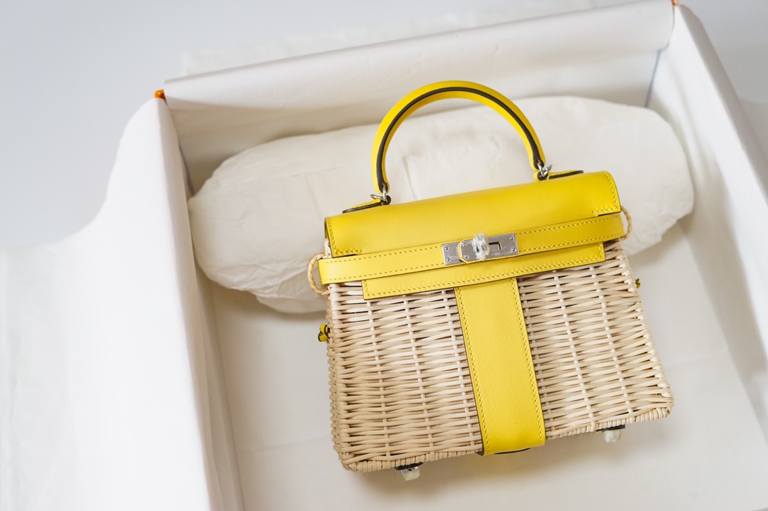 Túi xách hermes Kelly Picnc màu vàng