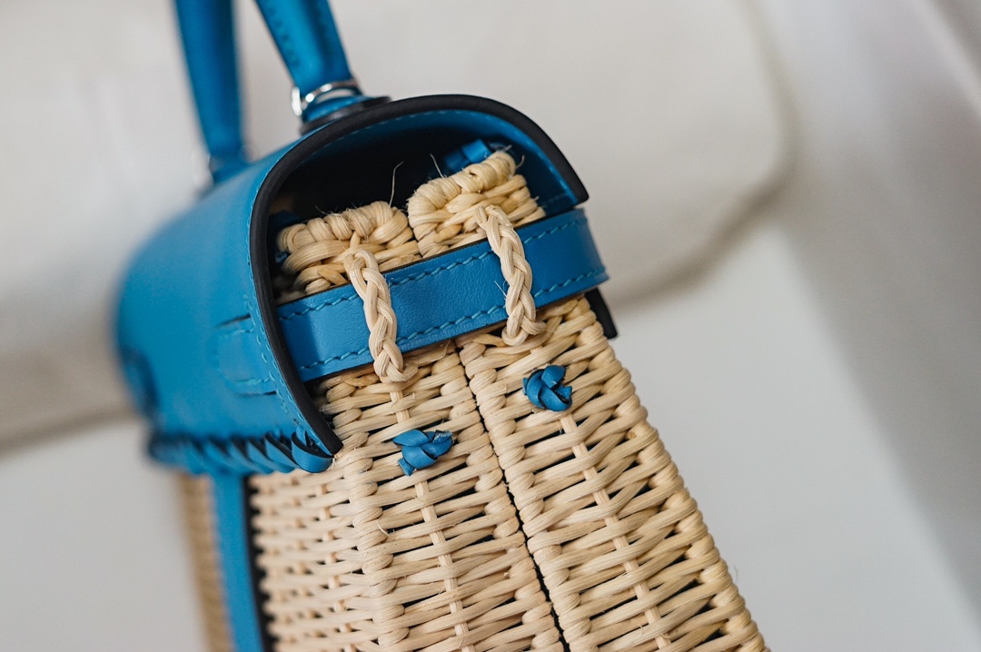 Túi xách  hermes Kelly Picnc màu xanh