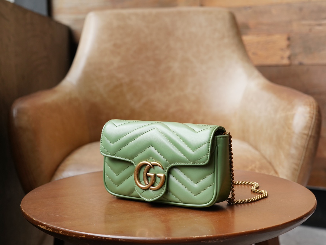 T&uacute;i X&aacute;ch Nữ Sac Super Mini GG Marmont 476433 M&agrave;u Xanh L&aacute; 