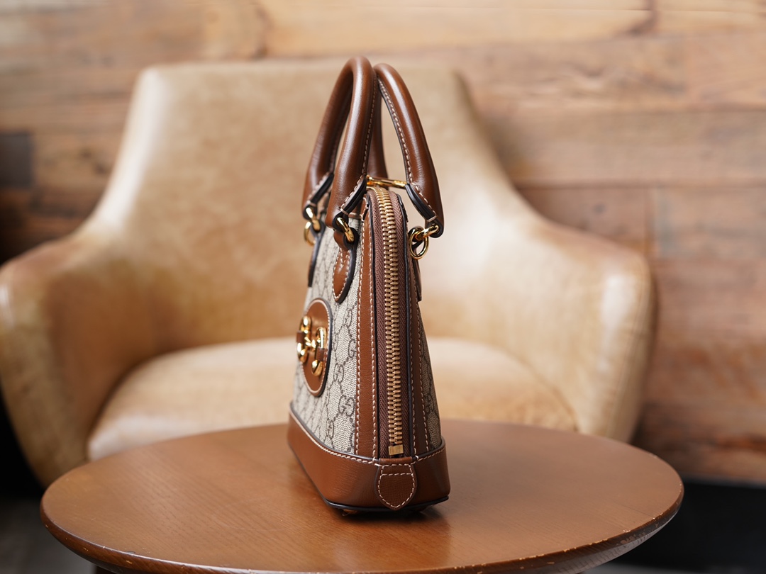 Túi Xách Nữ Mini Gucci Horsebit 1955 640716  Logo Nâu