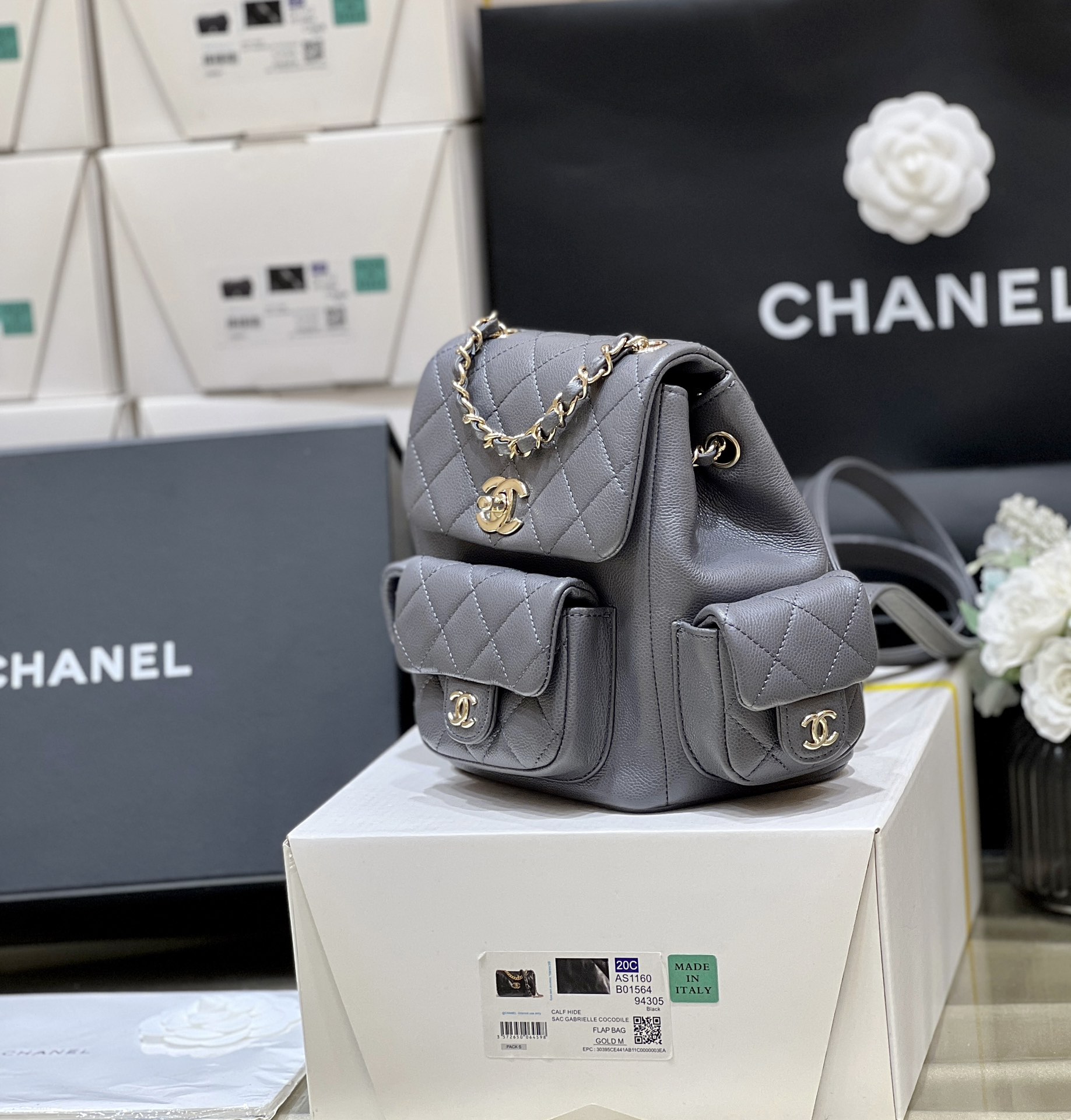 Balo Chanel AP4399 M&agrave;u X&aacute;m 
