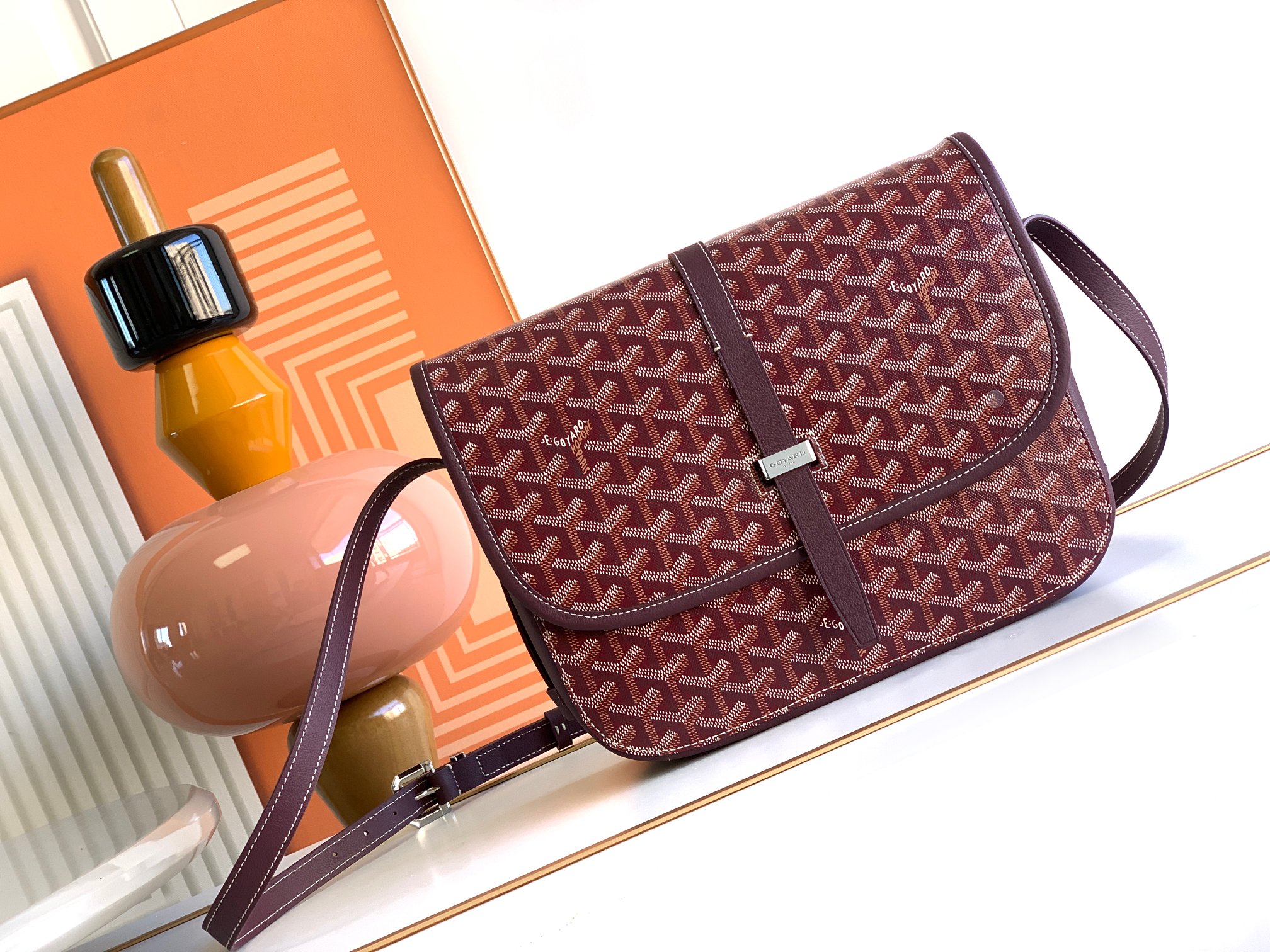 Túi Xách Nam Goyard Belvedere 8023 Màu Đỏ Đô