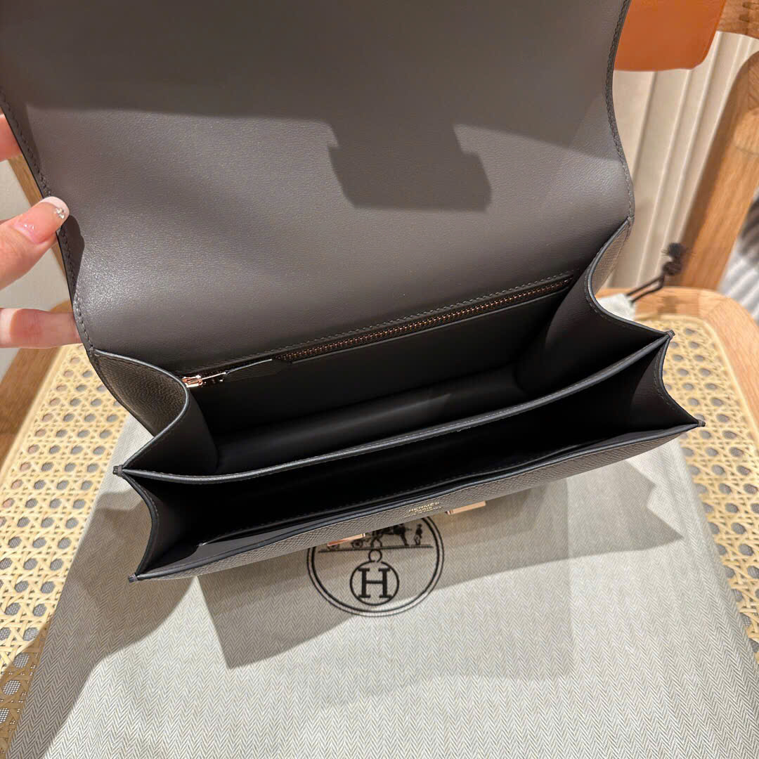 Túi xách Hermes Constance màu xám logo vàng
