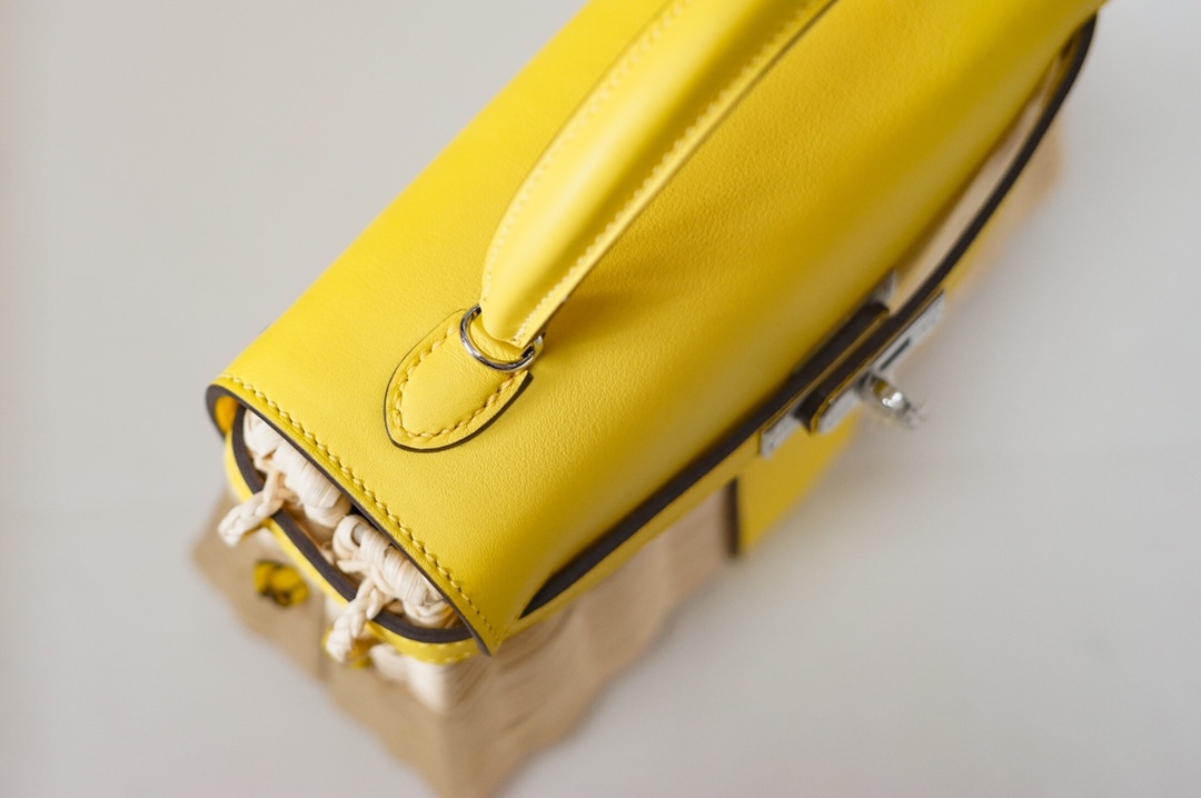Túi xách hermes Kelly Picnc màu vàng