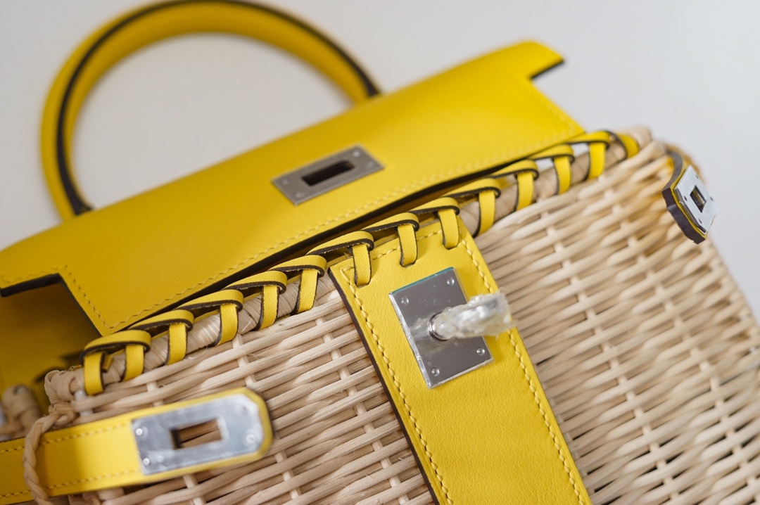 Túi xách hermes Kelly Picnc màu vàng