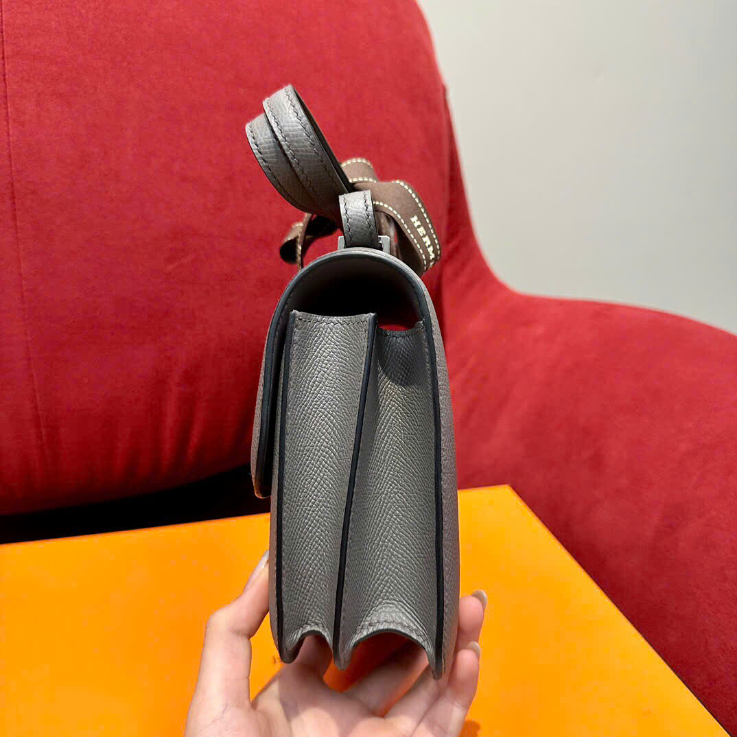 Túi xách Hermes Constance màu xám logo vàng